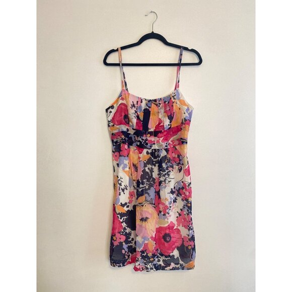 New York & Company Floral Sleeveless Dress Size 12 Polyester Shell Cotton Lining - Picture 1 of 5